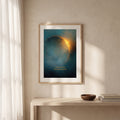 "I can step back and still be myself." — Teal & Gold Eclipse Print, Celestial Abstract Bedroom Wall Art (Digital Download)
