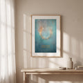 "I am gently supported, with space to breathe." — Teal & Gold Circle of Light Abstract Print