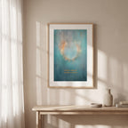 "I am gently supported, with space to breathe." — Teal & Gold Circle of Light Abstract Print (Digital Download)