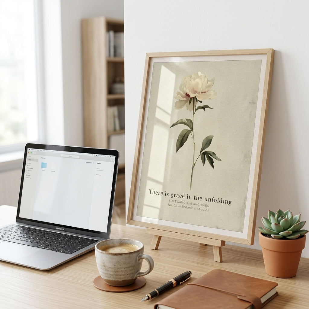 "There Is Grace in the Unfolding" — Peony Affirmation Print