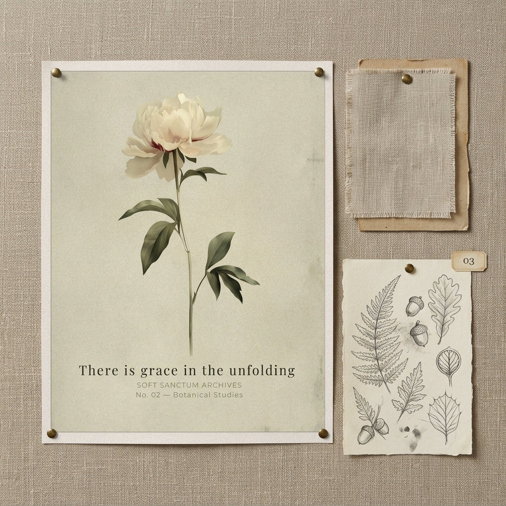 "There Is Grace in the Unfolding" — Peony Affirmation Print