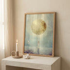 "I am full, I am enough." — Full Moon Celestial Print, Minimalist Spiritual Wall Art (Digital Download)