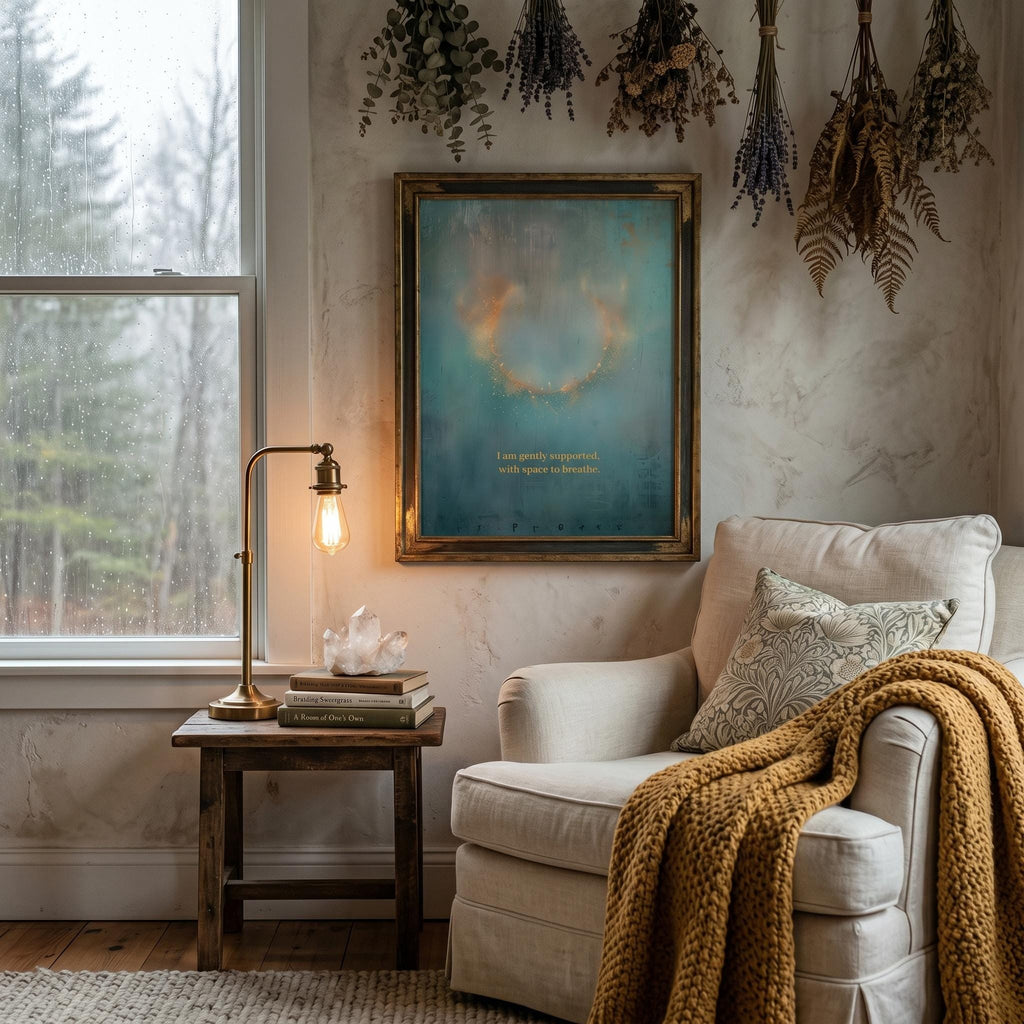 Celestial Moon Wall Art Set of 3, Teal & Gold Spiritual Lunar Prints, Bedroom Gallery Wall