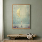 "I find harmony in the in-between." — Half Moon Print, Celestial Balance Wall Art, Teal & Gold (Digital Download)
