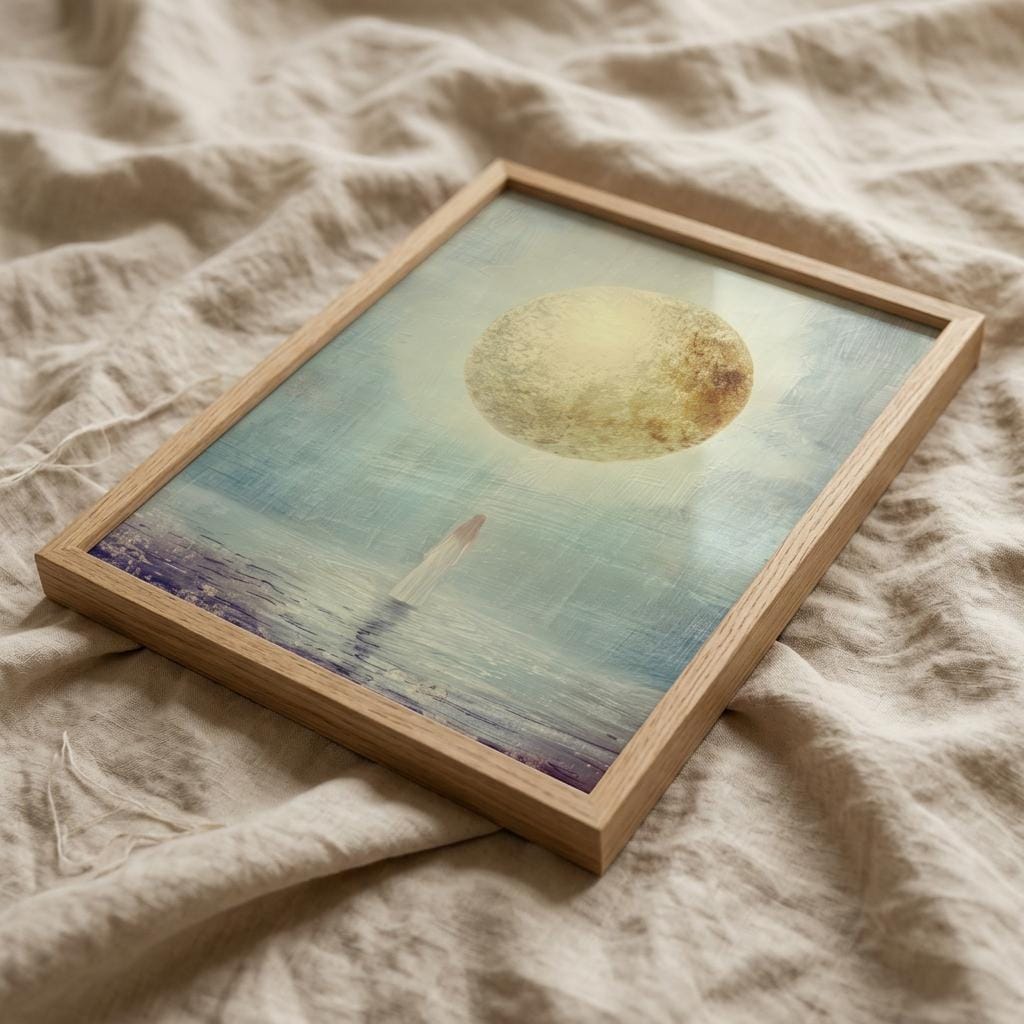 "I am full, I am enough." — Full Moon Celestial Print, Minimalist Spiritual Wall Art (Digital Download)