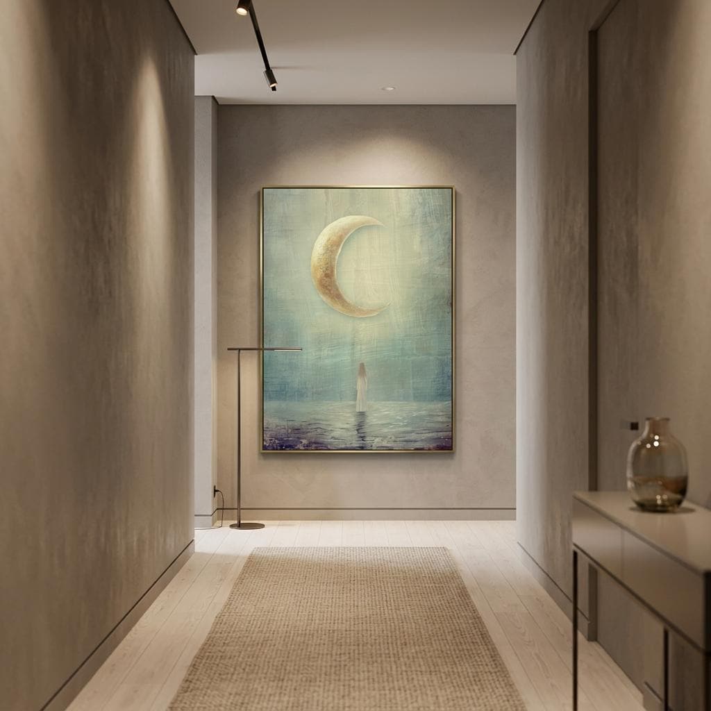 "I am becoming." — Crescent Moon Print, Minimalist Celestial New Beginnings Wall Art (Digital Download)