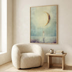 "Rest, reset, begin again." — New Moon Celestial Print, Minimalist Spiritual Wall Art