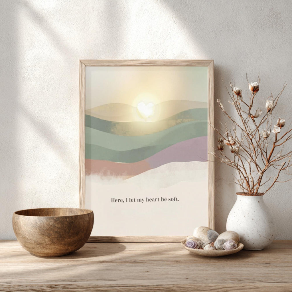 "Here, I let my heart be soft." — Zen Landscape Print