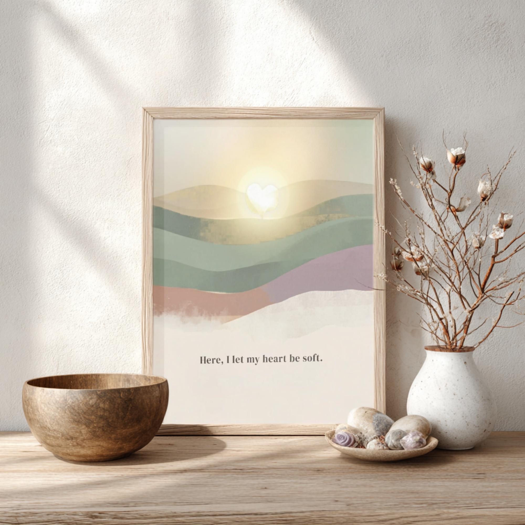"Here, I let my heart be soft." — Zen Landscape Print