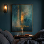 "My life has a center, and I gently choose what comes close." — Patina Blue Abstract Moon Print
