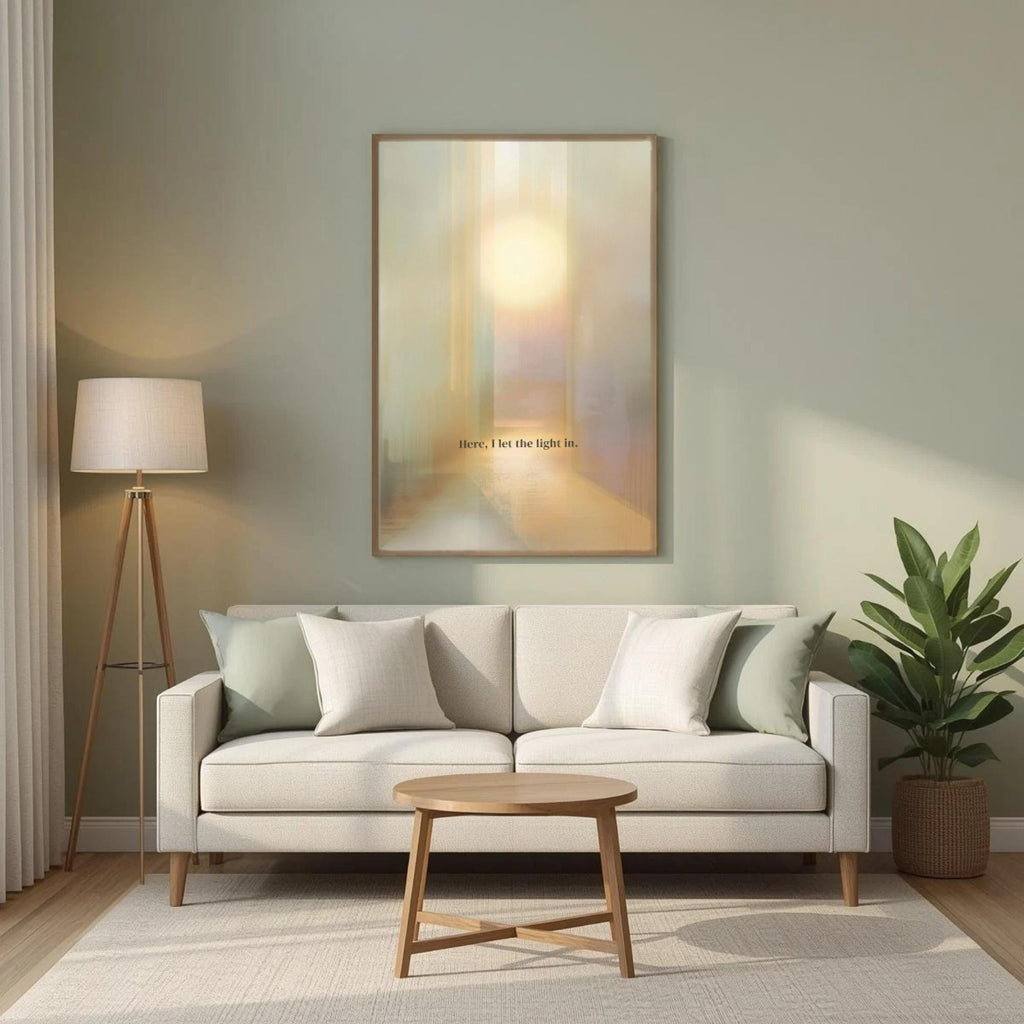 "Here, I let light in" — Abstract Spiritual Landscape Print