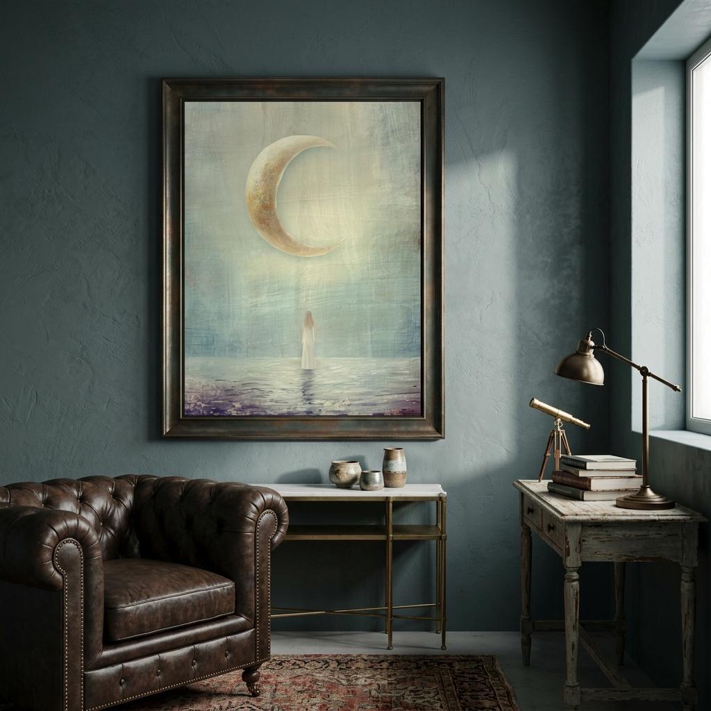 "I am becoming." — Crescent Moon Print, Minimalist Celestial New Beginnings Wall Art (Digital Download)