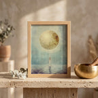 "I am full, I am enough." — Full Moon Celestial Print, Minimalist Spiritual Wall Art (Digital Download)