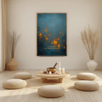 "There is room for every light, including mine." — Teal & Gold Distant Lights Abstract Print
