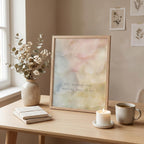 "This moment asks nothing more of me." — Holding Abstract Print, Soft Blush & Honey Mindfulness Wall Art