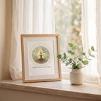Inner Light tree wall art framed on a windowsill