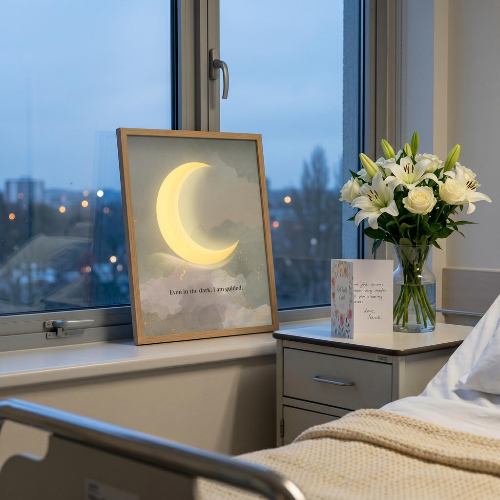 "Even in the dark, I am guided" - Crescent Moon Wall Art