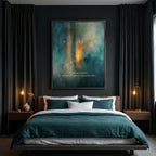 "My life has a center, and I gently choose what comes close." — Patina Blue Abstract Moon Print