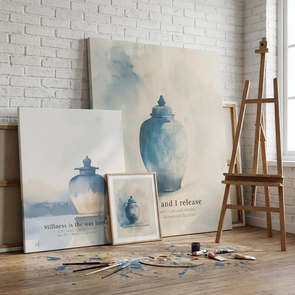 "I hold, I release, I am whole." — Vintage Ginger Jar Print Set of 3, Blue and White Chinoiserie Gallery Wall