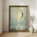 "Rest, reset, begin again." — New Moon Celestial Print, Minimalist Spiritual Wall Art