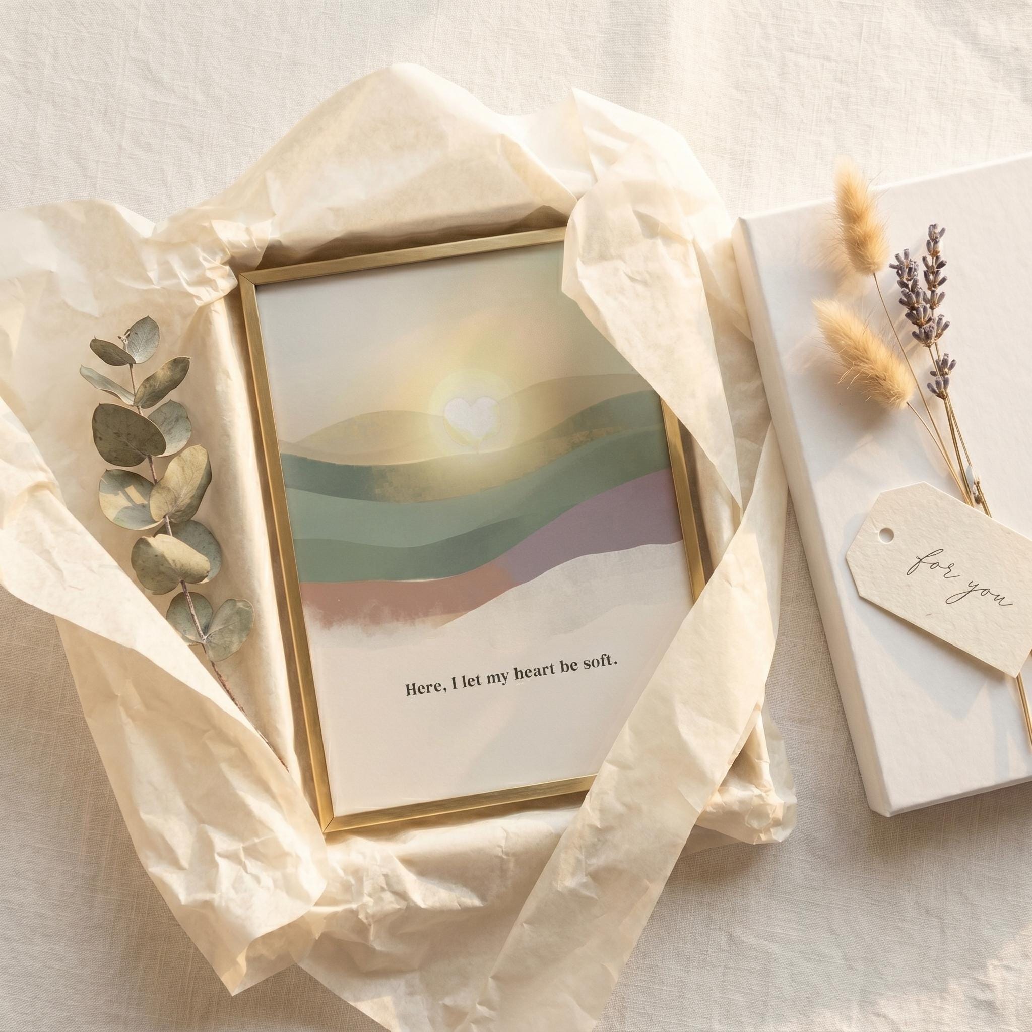 "Here, I let my heart be soft." — Zen Landscape Print