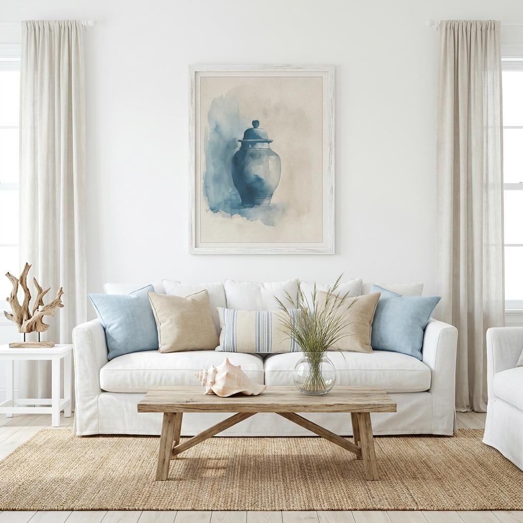 "I hold space for what matters." — Vintage Ginger Jar Print No. 1, Blue and White Chinoiserie Wall Art
