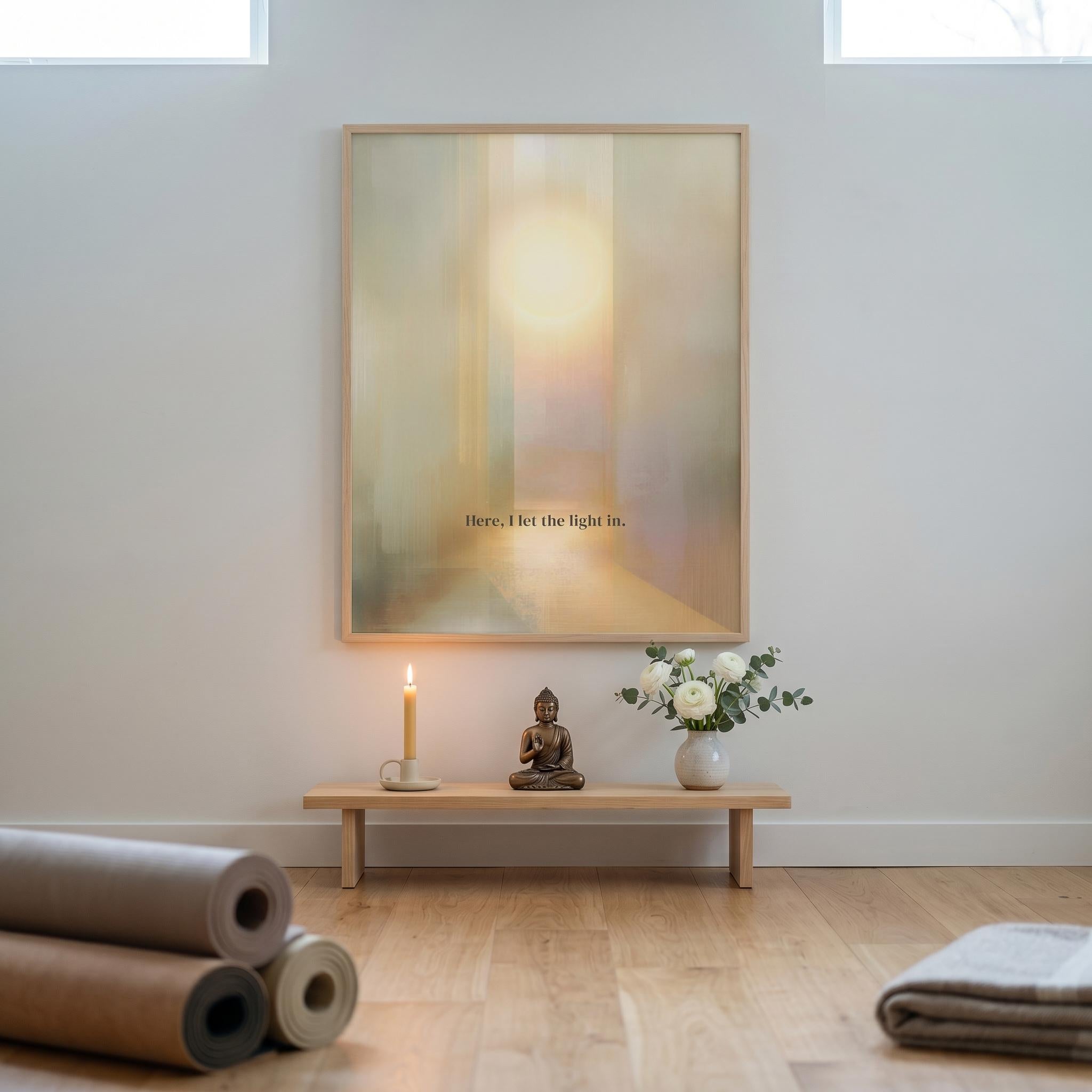 "Here, I let light in" — Abstract Spiritual Landscape Print