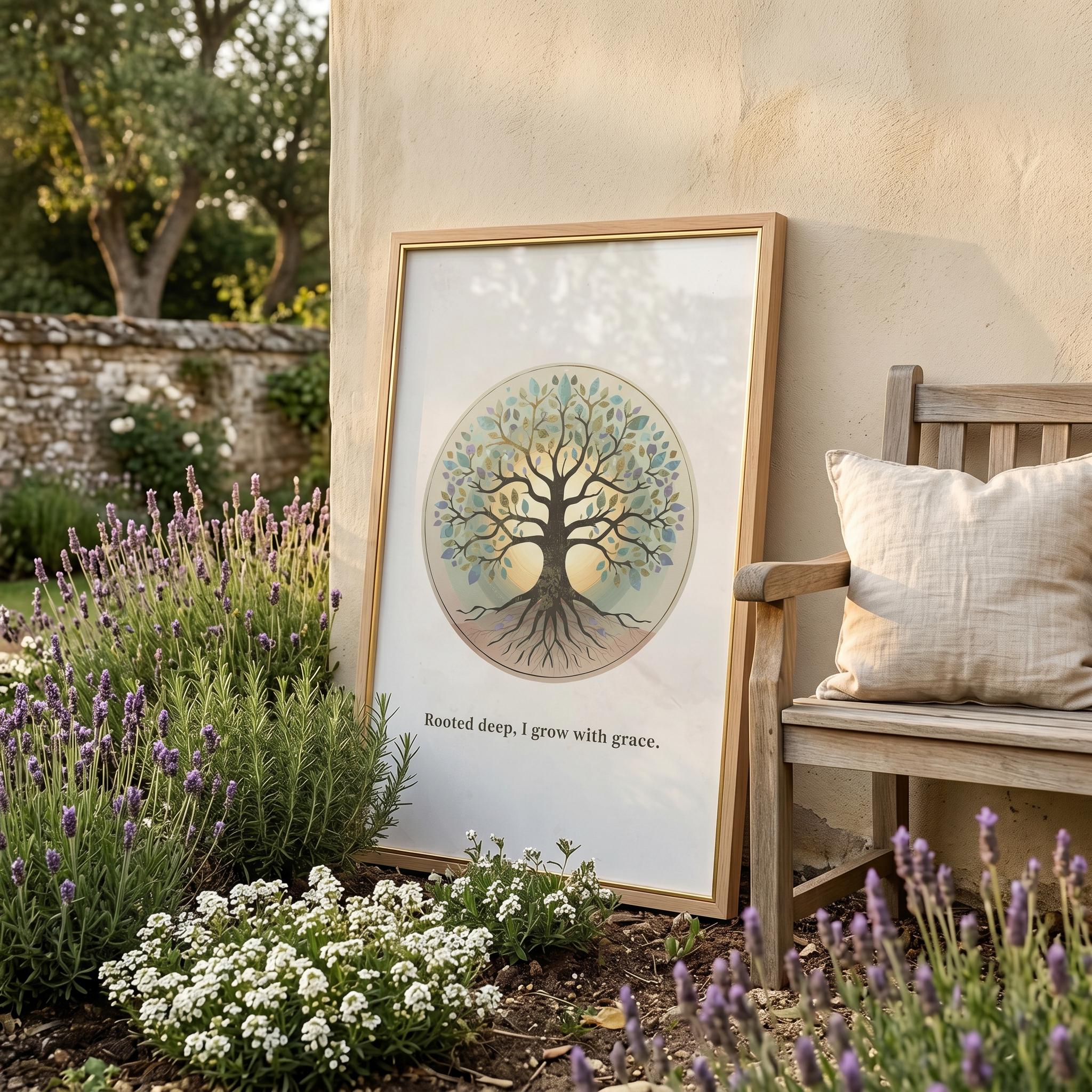 "Rooted Deep, I Grow with Grace" — Tree of Life Zen Art