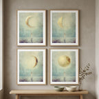 "New, crescent, full — every phase is sacred." — Moon Phases Wall Art Set, Minimalist Celestial Gallery Wall (Digital Download)