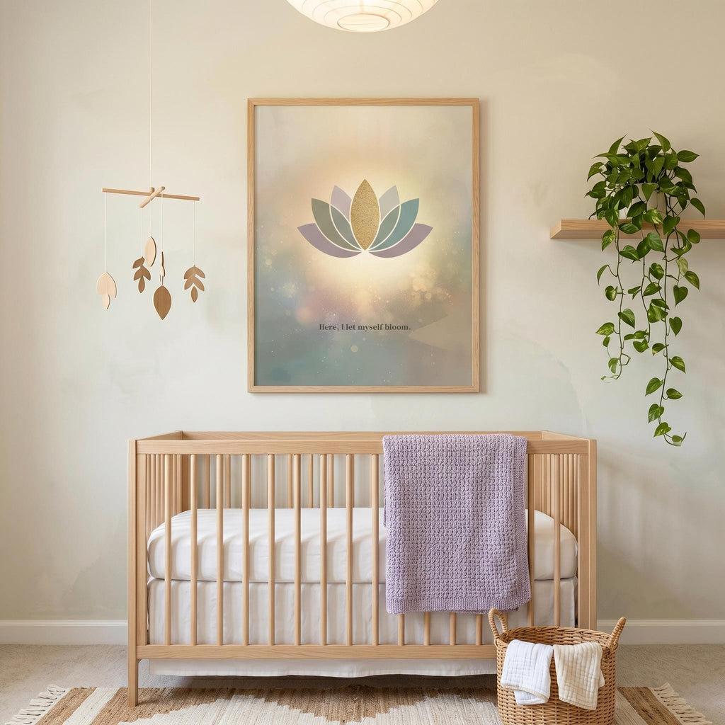 "Here, I let myself bloom" — Lotus Flower Affirmation Print
