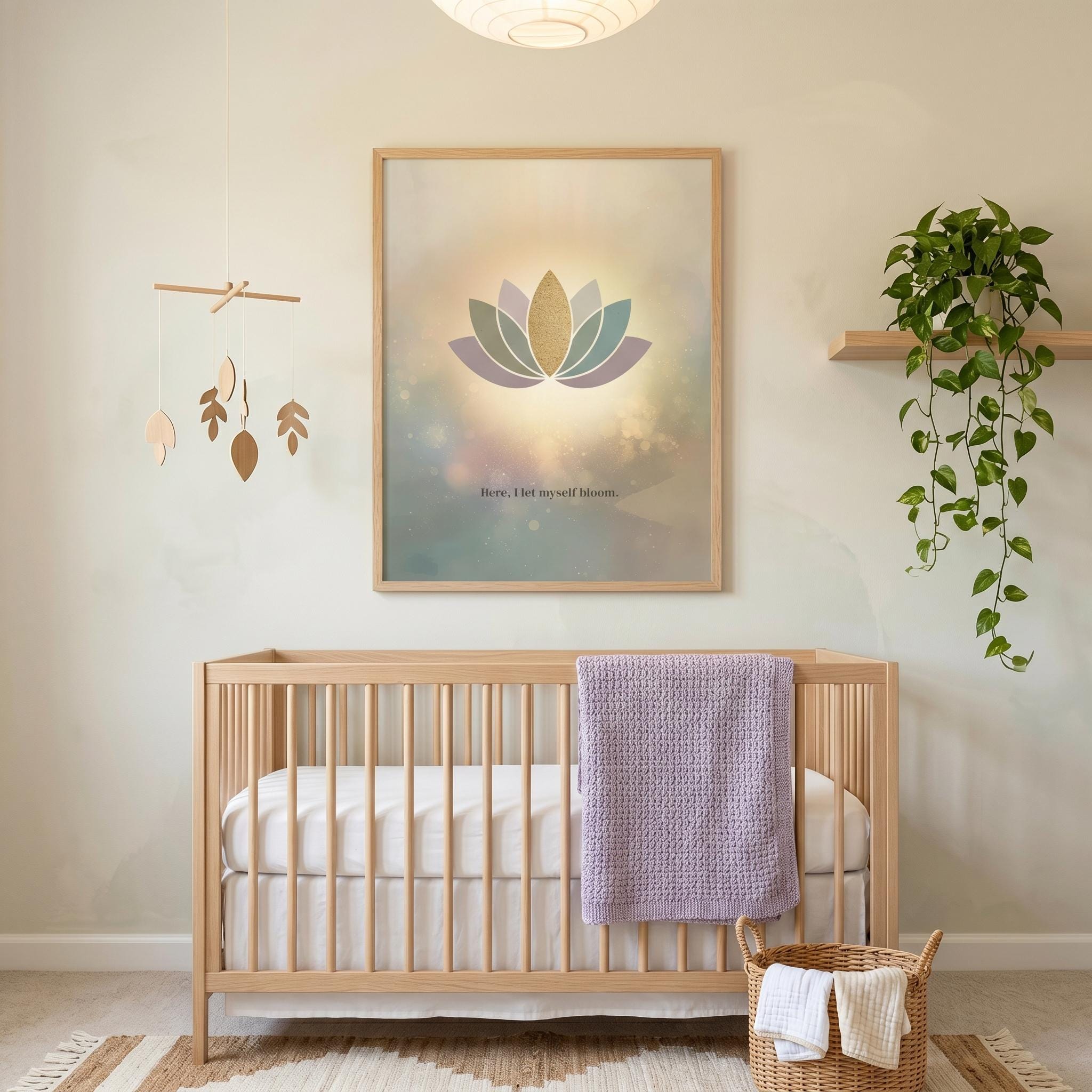 "Here, I let myself bloom" — Lotus Flower Affirmation Print