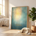 "My energy is precious, and I let it be enough." — Teal & Gold Vertical Glow Abstract Print