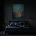 "There is room for every light, including mine." — Teal & Gold Distant Lights Abstract Print