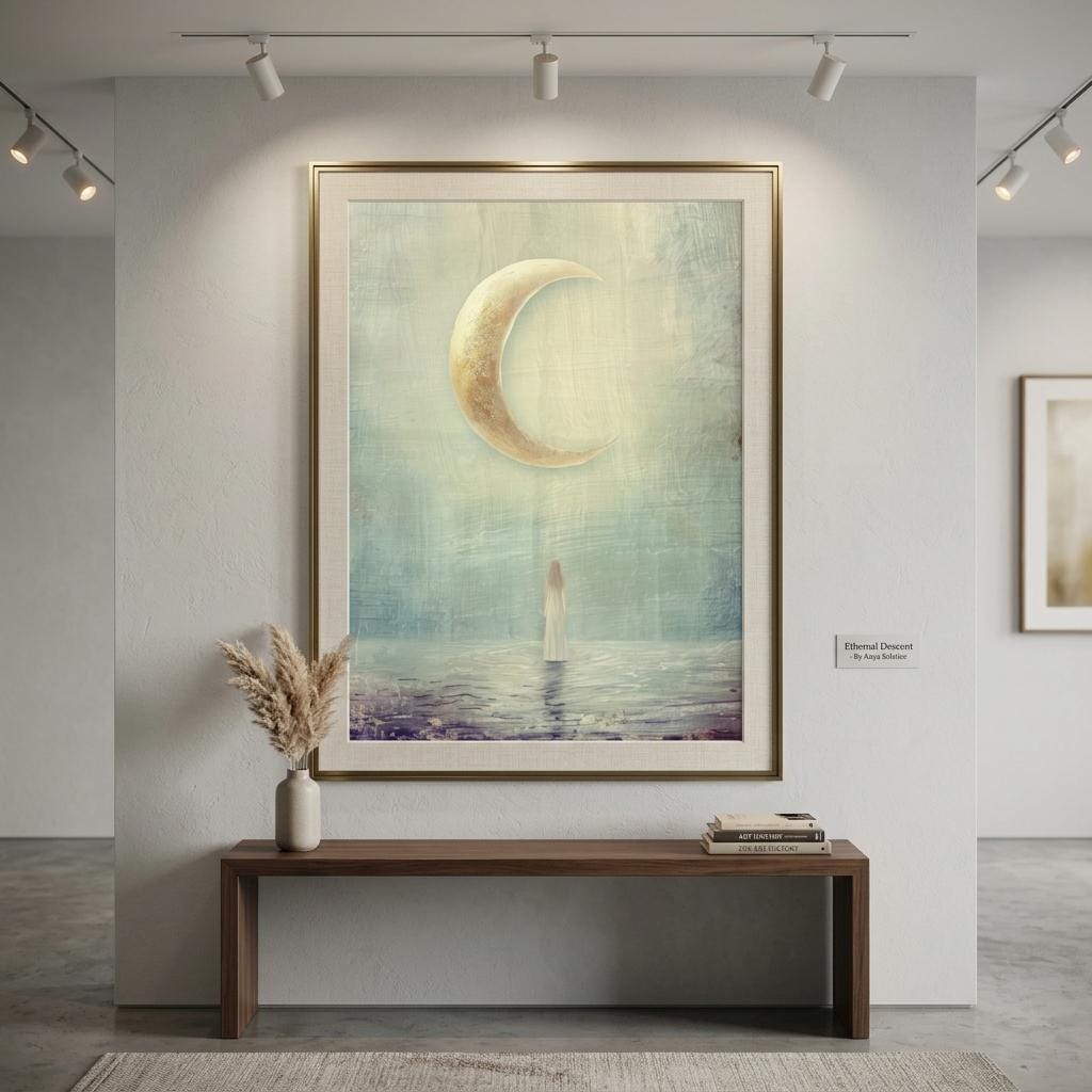 "I am becoming." — Crescent Moon Print, Minimalist Celestial New Beginnings Wall Art (Digital Download)