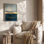 "There is a soft line between the world and me that protects my peace." — Teal & Gold Abstract Horizon Print (Digital Download)